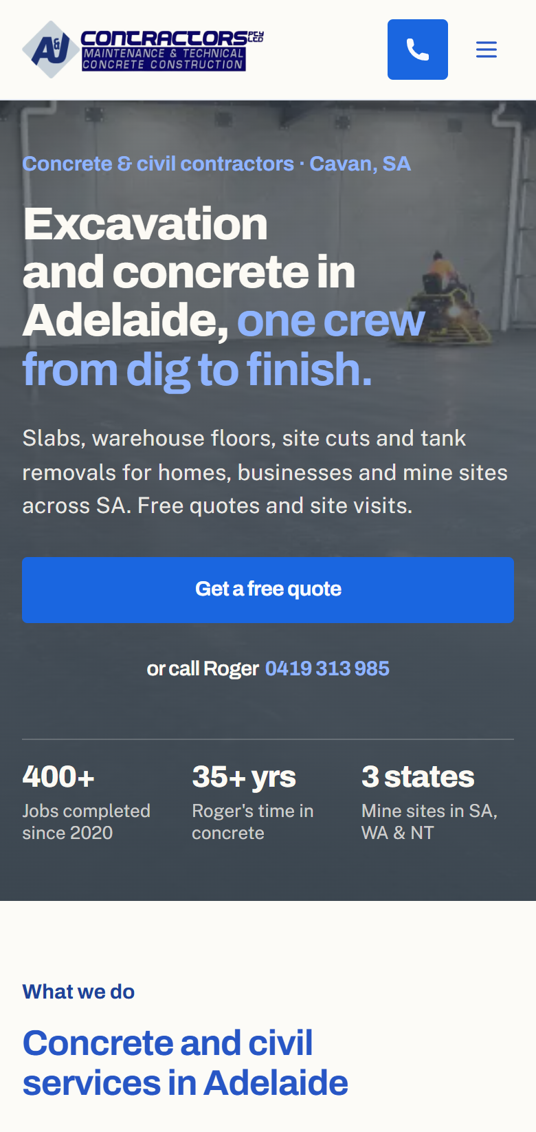 The same page on a phone.